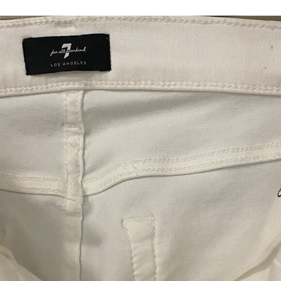 7 For All Mankind Tailorless Dojo Jeans US 26 White 7 Logo Pocket Flare Denim - Picture 10 of 14